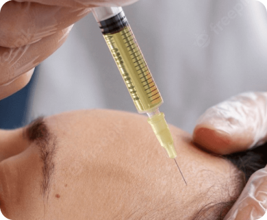 Healthcare professional administering a Botox injection to a patient's forehead for cosmetic treatment in New York City